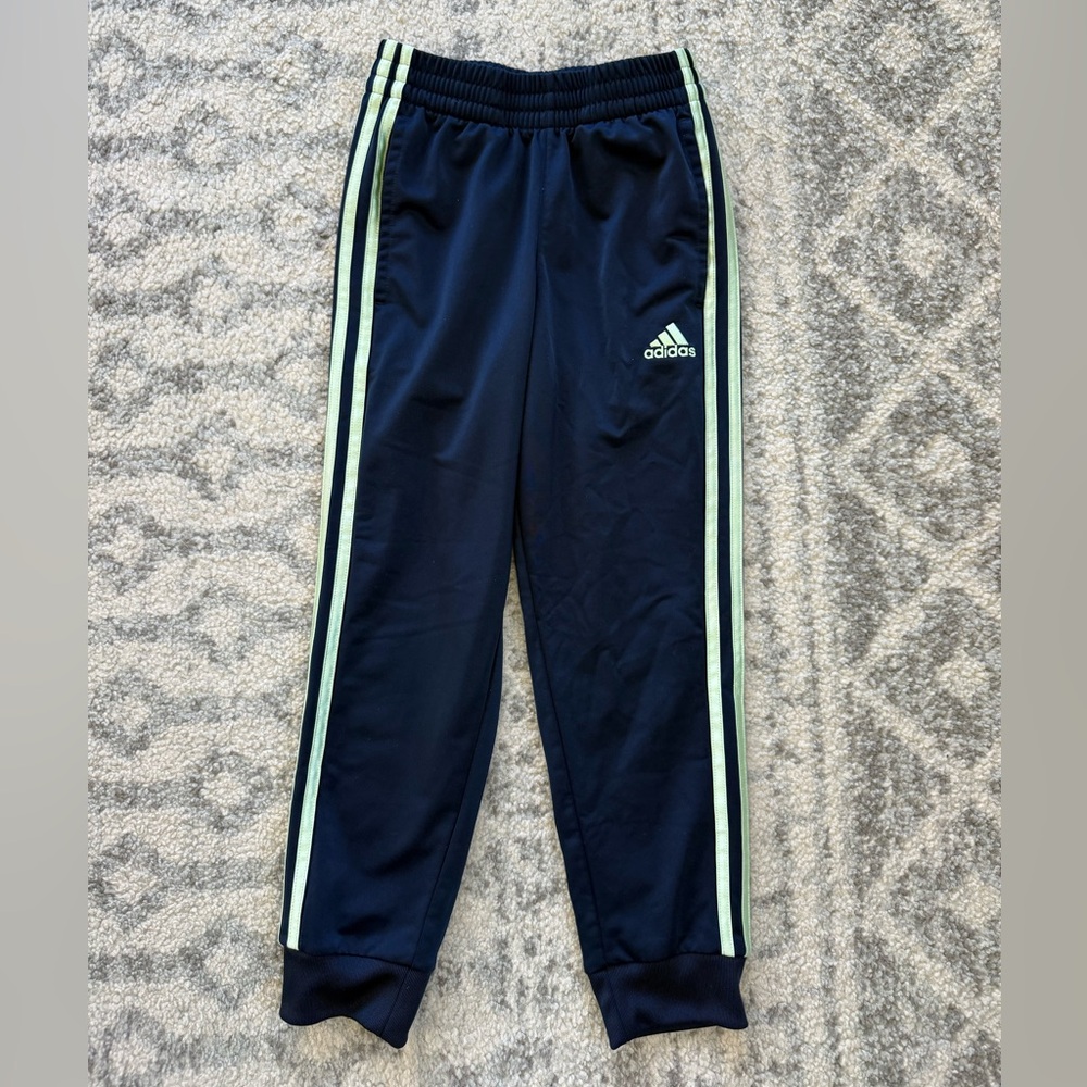 Adidas Boys Navy Green Tracksuit size 8 - Picture 11 of 15